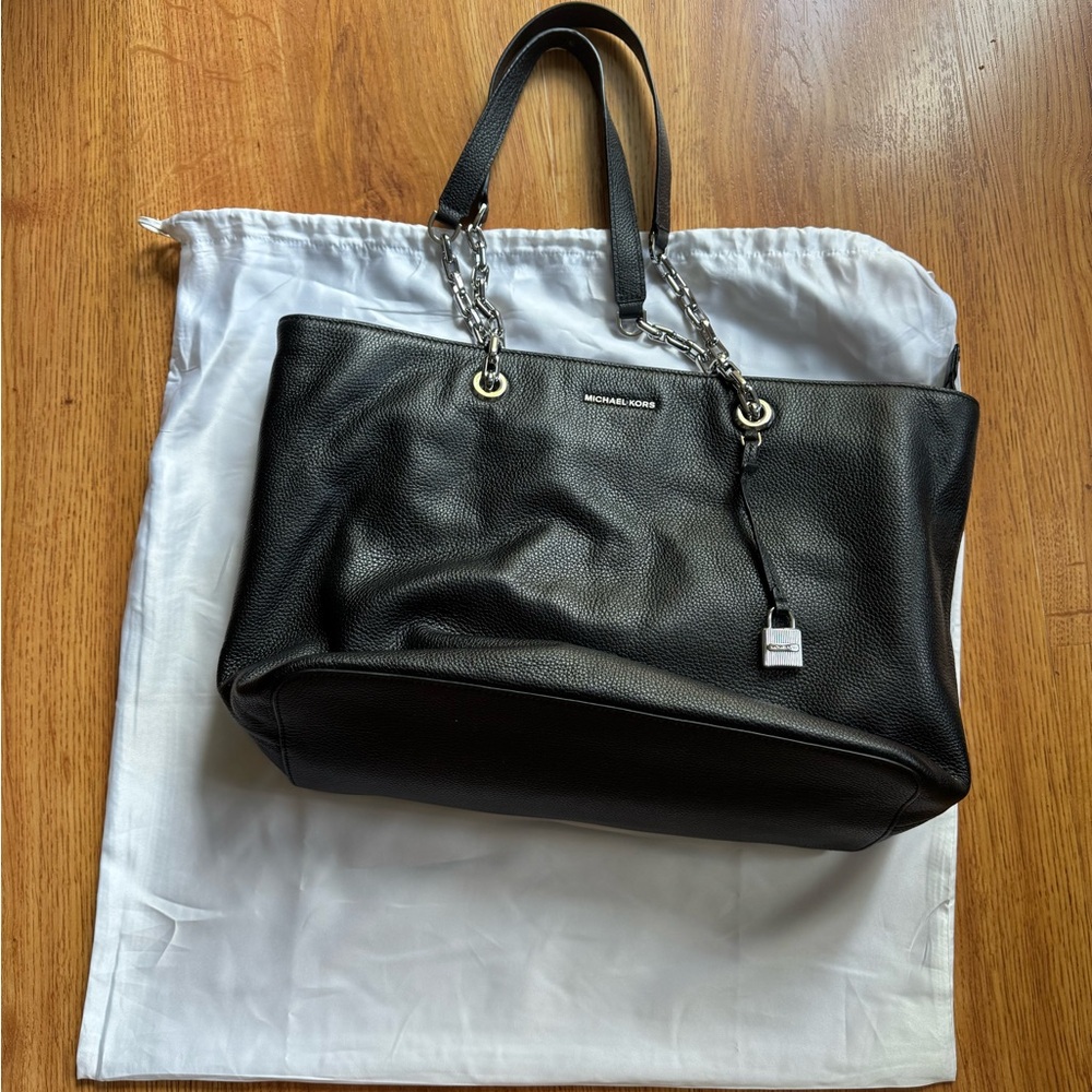 Michael Kors Black Tote with Chain Handles- Mercer Style